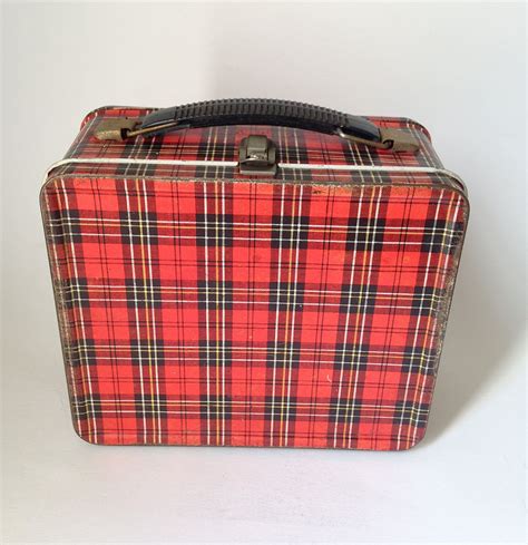 vintage plaid metal lunch box|Vintage Plaid Lunch Box for sale .